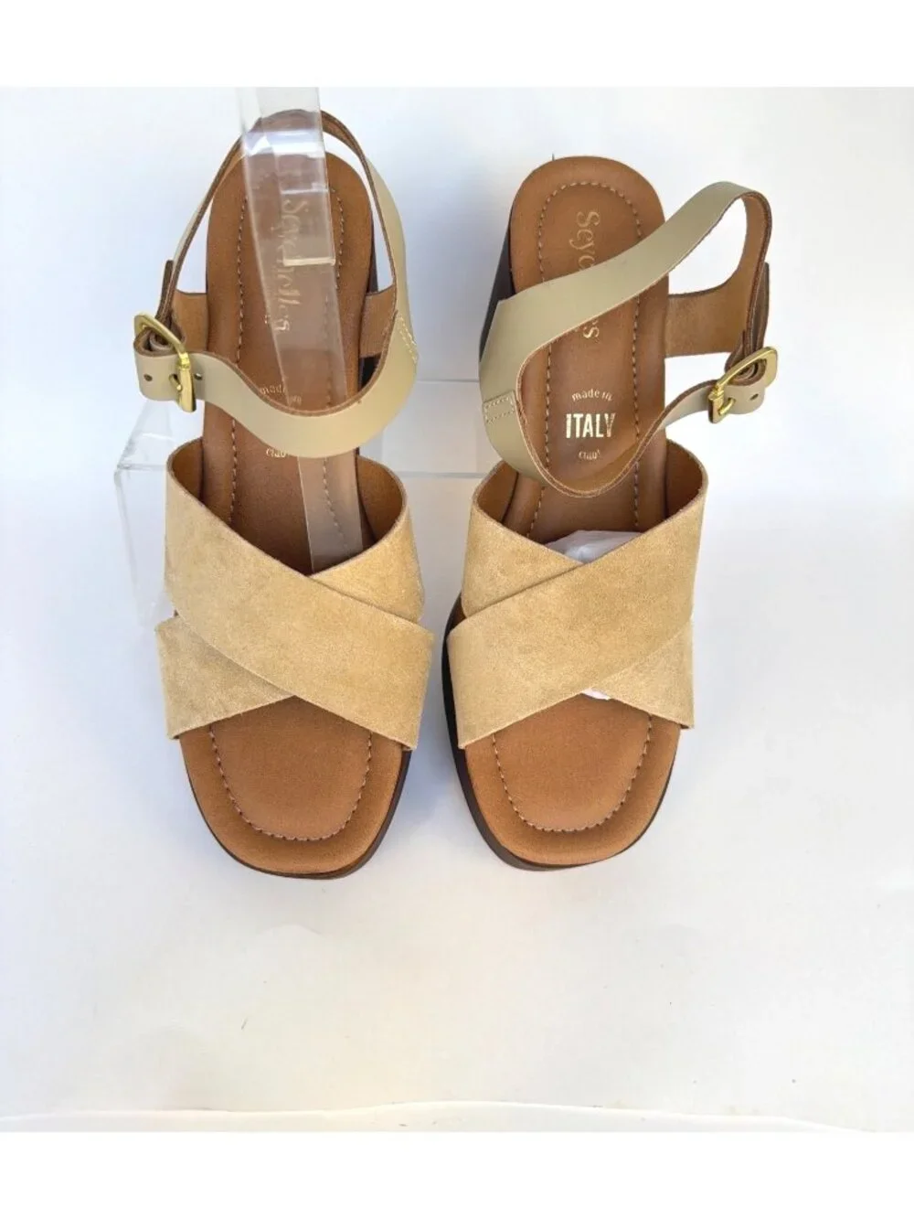 Seychelles Paloma Beige Sand Suede Platform Sandals Size 8